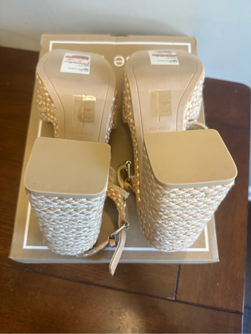 Dolce Vita Alex Beige Braided Platform Sandals NEW